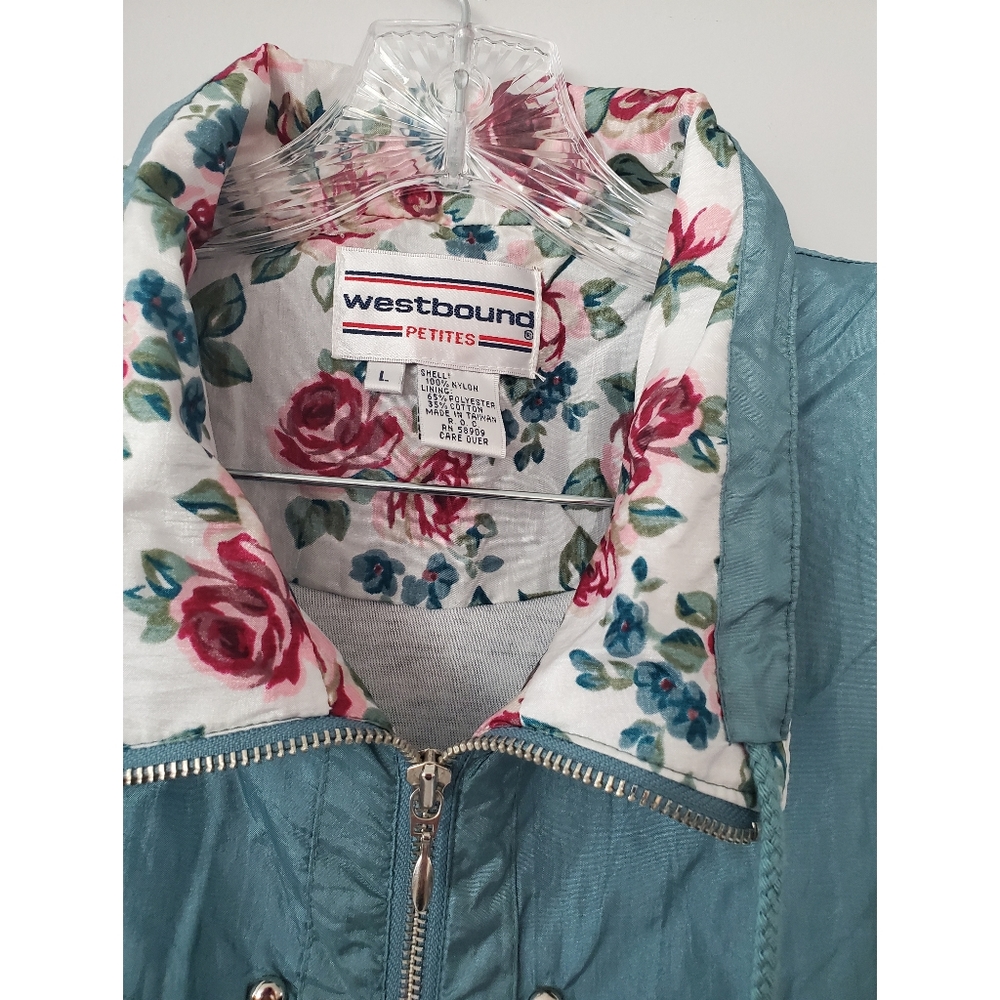 Vintage Westbound Petites Floral Windbreaker Large - Picture 3 of 10